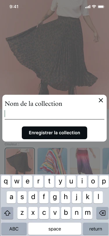 Naming a new collection from a product page