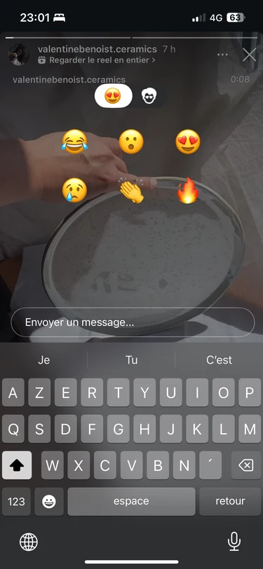 Instagram story with emoji reactions to a post